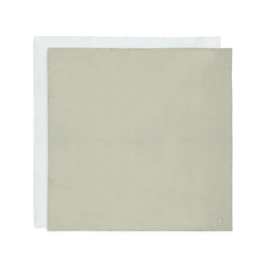 Jollein Muslin prekrivač, 115x115cm, 2 komada, Maslinasti i beli