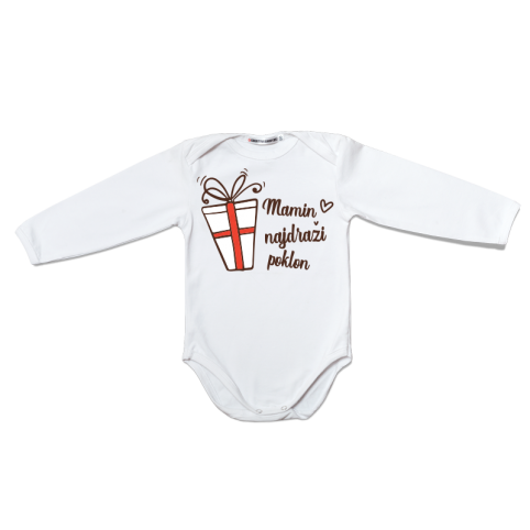 Bodi za bebe dugih rukava Mamin najdraži poklon cs3267, Beli