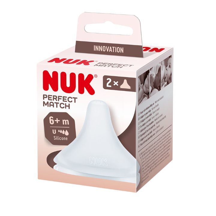 Nuk Silikonska cucla Perfect match, Otvor Y, 6m, 2 komada