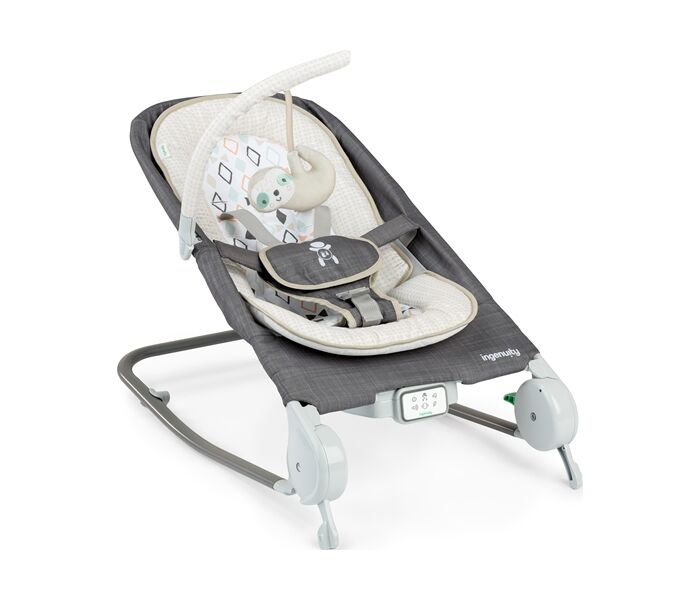 Kids II Ležaljka za bebe Happy Belly Parker 0-6M, Sa masažerom za grčeve, Siva