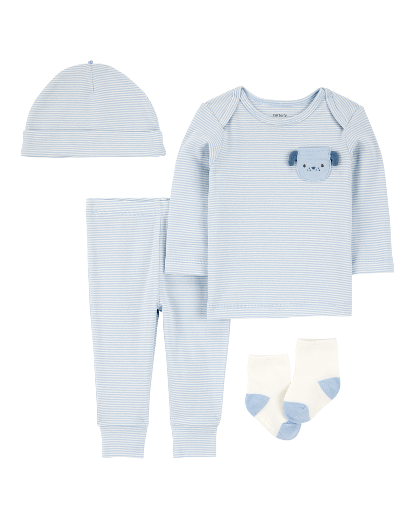 Carters Komplet za bebe, Majica, Donji deo, Kapa i Čarape, 1S940910, Plavi