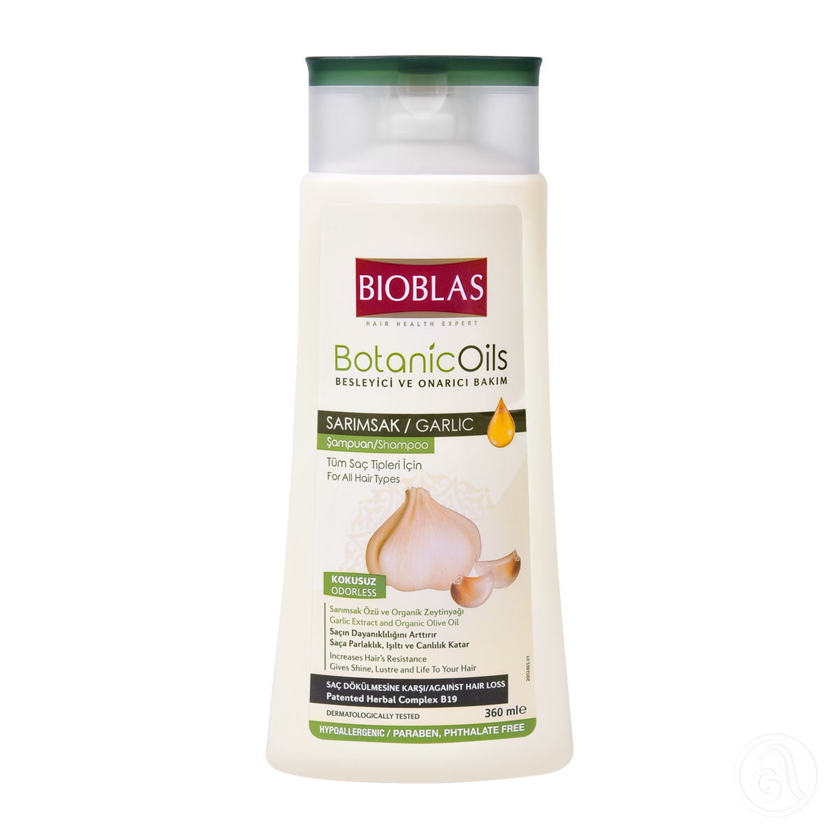 BIOBLAS Šampon protiv opadanja i za rekonstrukciju kose bijeli luk i maslinovo ulje 360ml