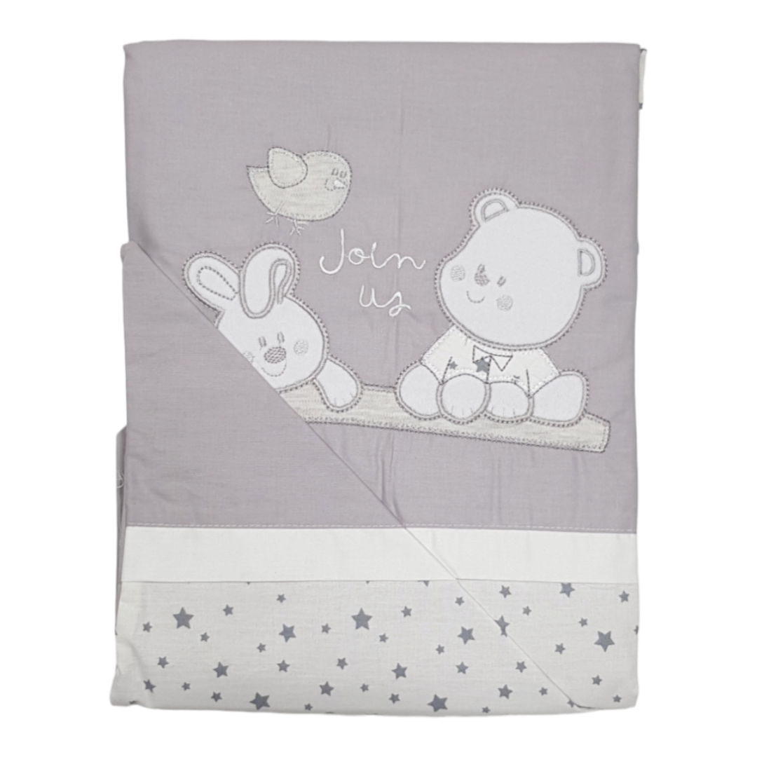 MONTEKS Posteljina za bebe, 160x110 cm, Siva