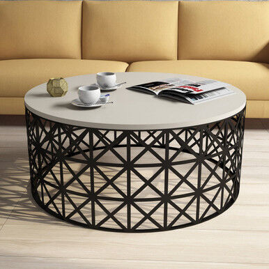 Hanah Home Stol za kafu Selin Metal Ferforje, 90x90 cm, Sivi