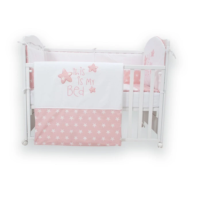 Set posteljine za krevetac This is my bed, Roze-beli