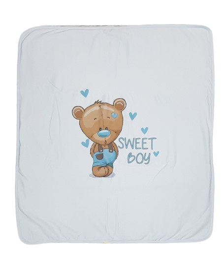 IVONA Pamučni prekrivač za bebe Sweet boy, 80x90 cm, Svetloplava