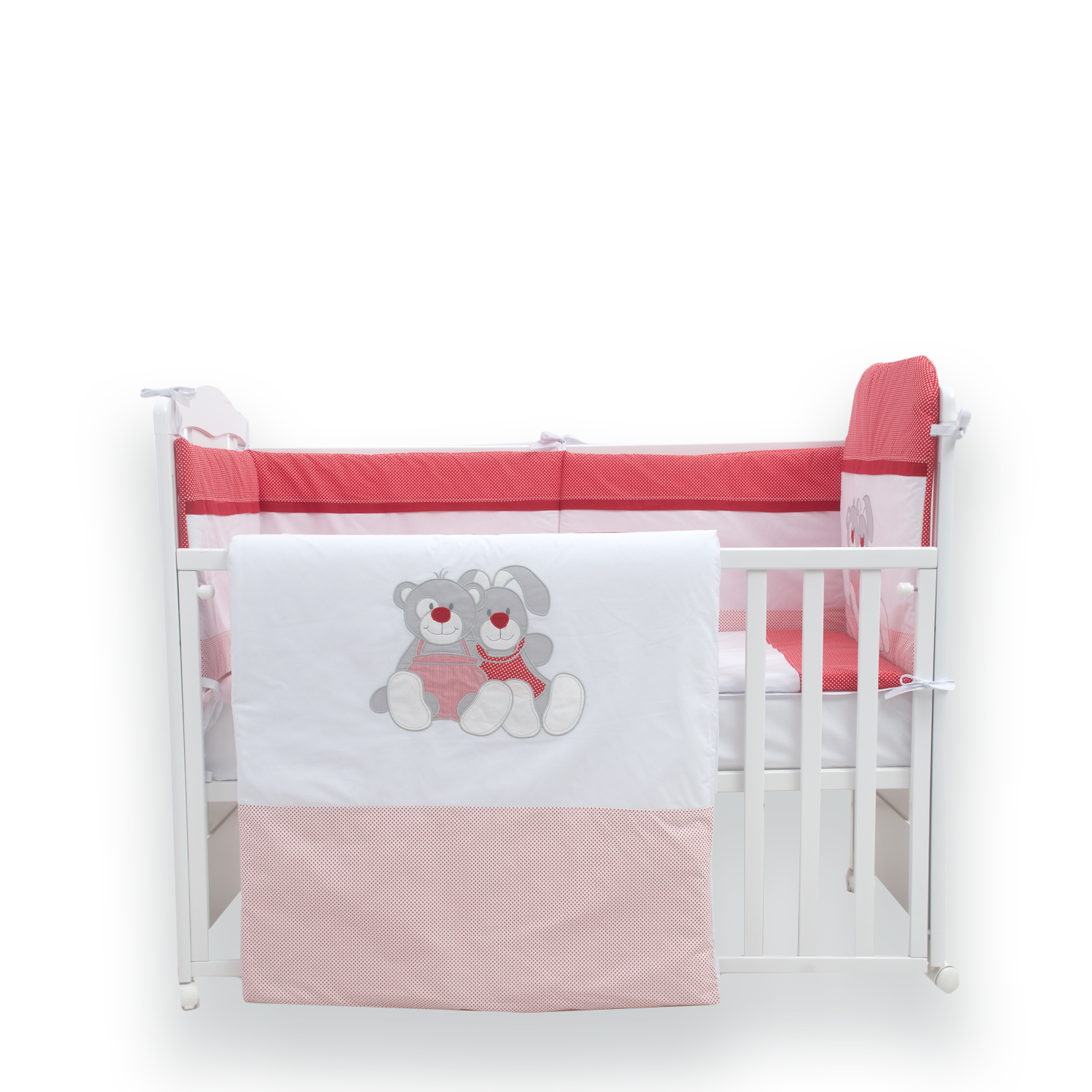 FIM BABY Posteljina za bebe Meda i Zeka crvena