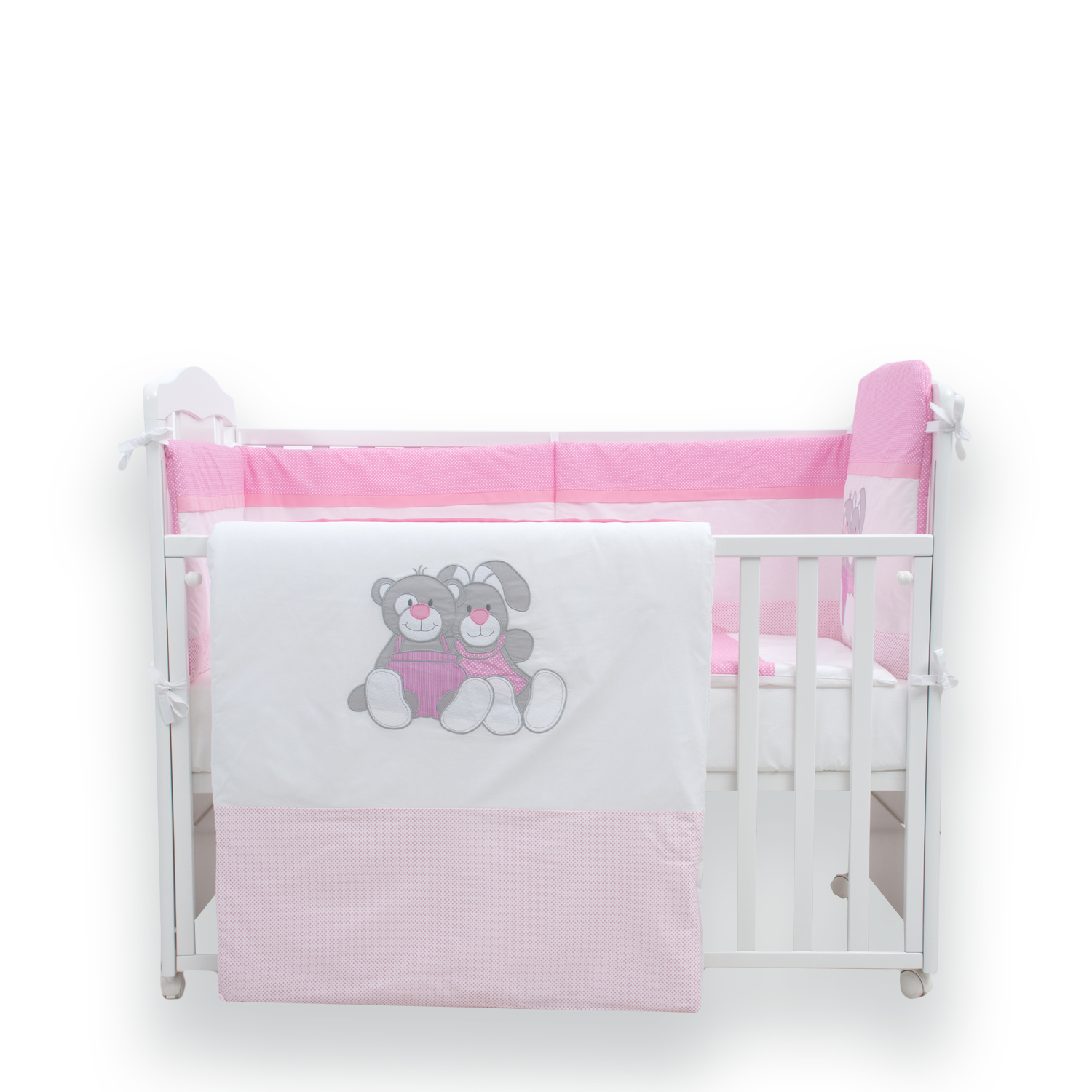 FIM BABY Posteljina za bebe Meda i Zeka roze