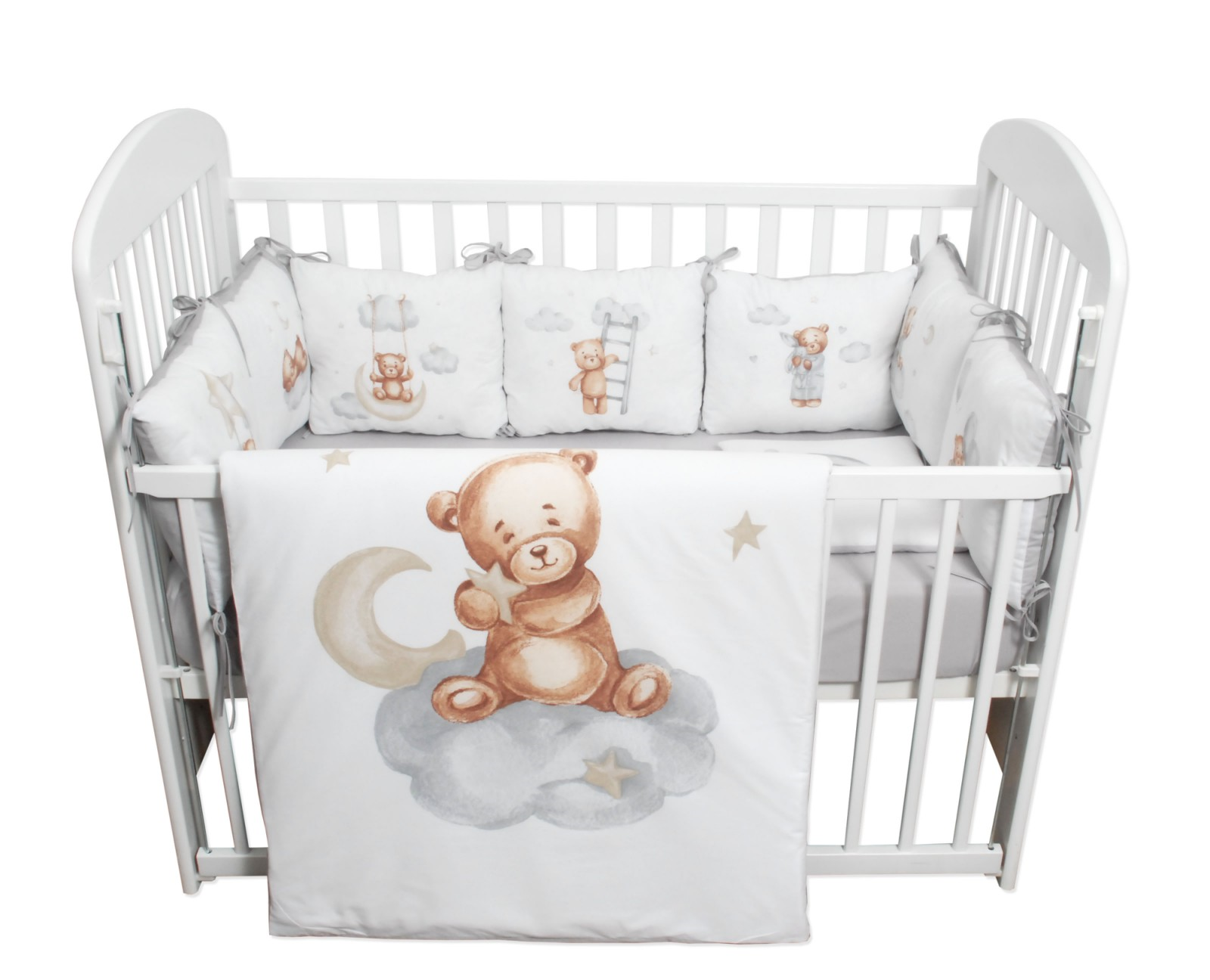 FIM BABY Posteljina za bebe sa jastucima Tedy siva