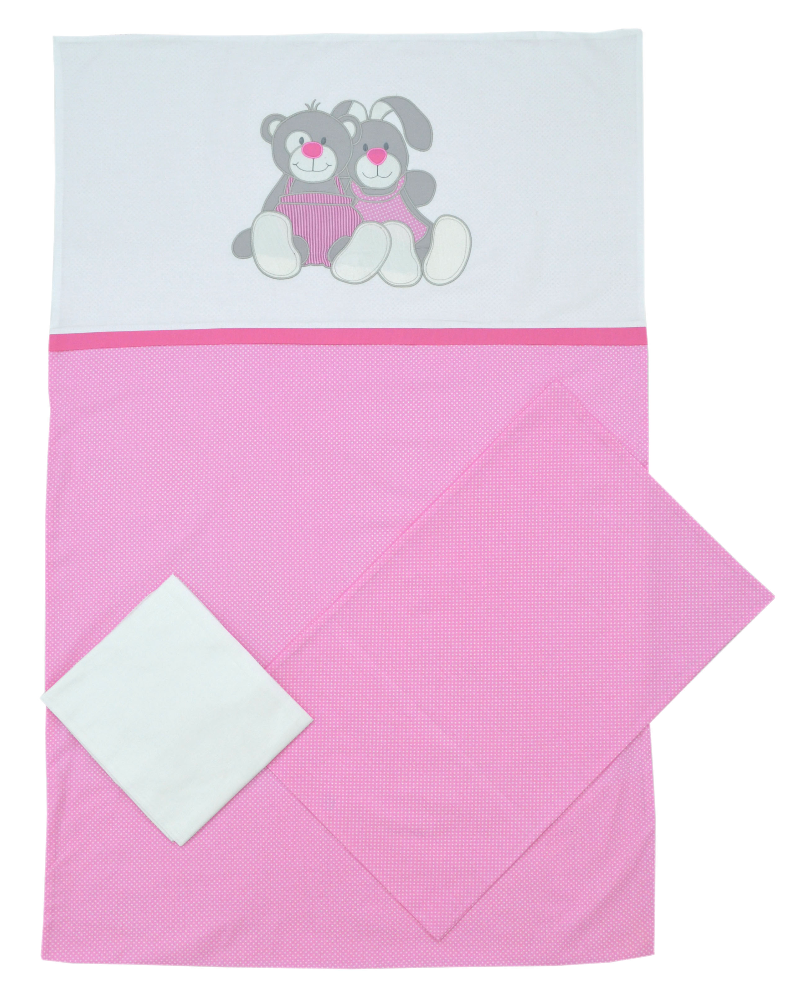FIM BABY Prazna posteljina za bebe Meda i Zeka roze