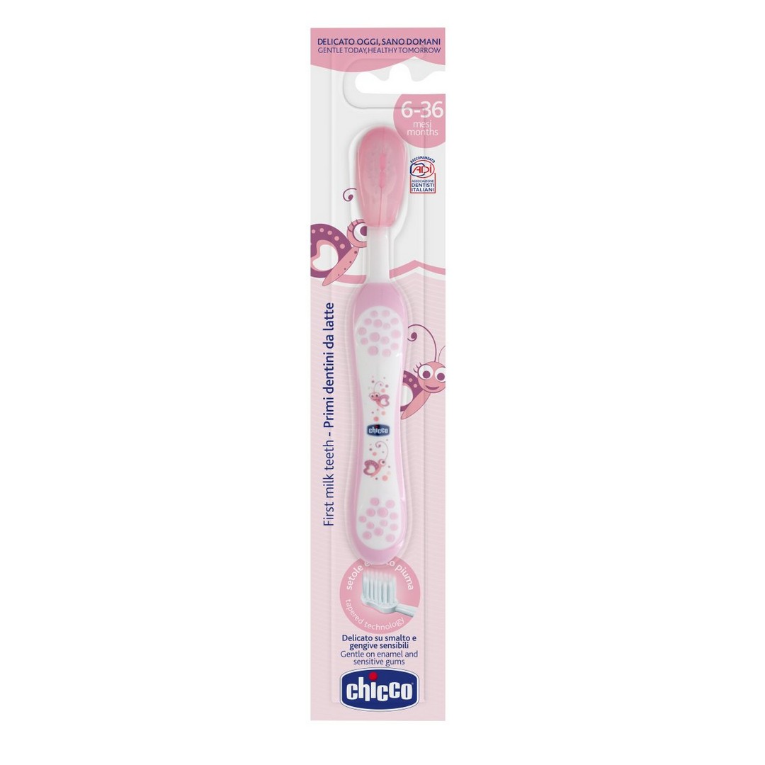 Chicco Set češalj i četka od prirodne dlake roze