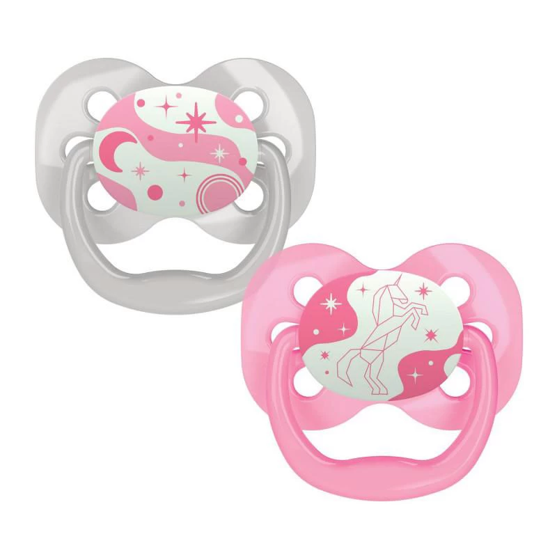 DR BROWN'S Svetleće cucle Advantage za bebe od 0-6 meseci 2/1 roze i bela