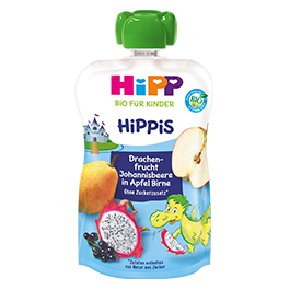 HIPP Hippis Voćni pire za decu Jabuka i kruška sa zmajevim voćem i ribizlom 12M+, 100g