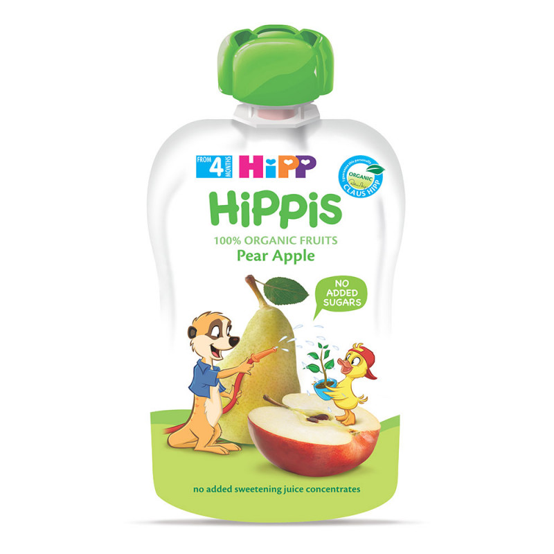 HIPP Hippis Voćni pire za decu Kruška i Jabuka 4M+, 100g