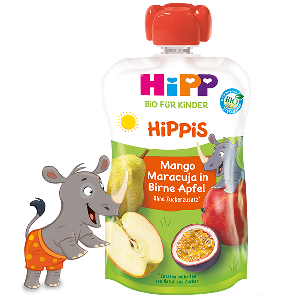 HIPP Hippis Voćni pire za decu Kruška i jabuka sa mangom i marakujom 12M+, 100g