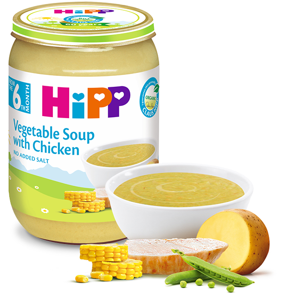 HIPP Organic Kašica za bebe, Supa od povrća sa piletinom 6M+, 190g