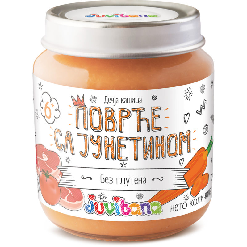 Dečija kašica - povrće sa junetinom. od 6. meseca, 128 g