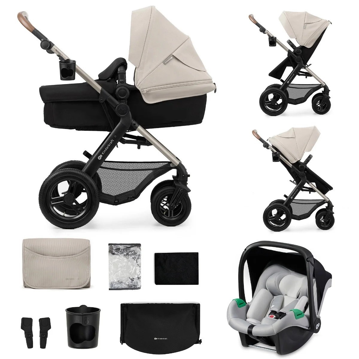 Kinderkraft Kolica za bebe 3u1 Moov 2, Siva