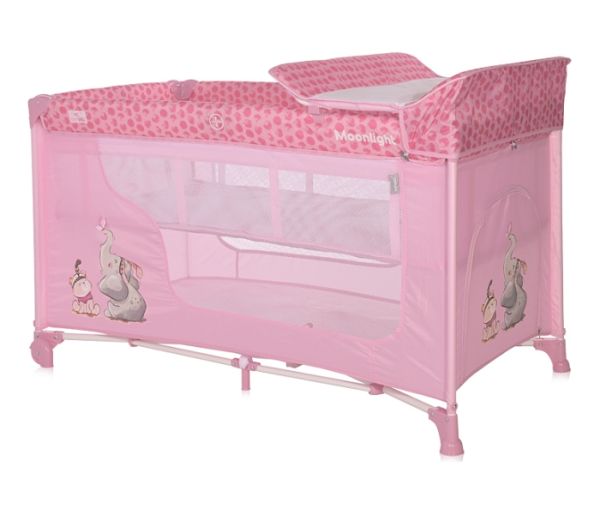 Lorelli Prenosivi krevetac Moonlight, 2 nivoa, Roze