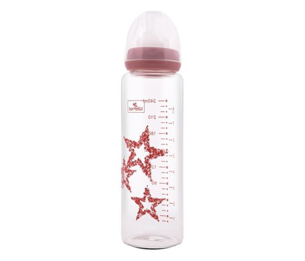 Lorelli Bertoni staklena flašica sa anti-colic dodatkom 240 ml - Blush Pink
