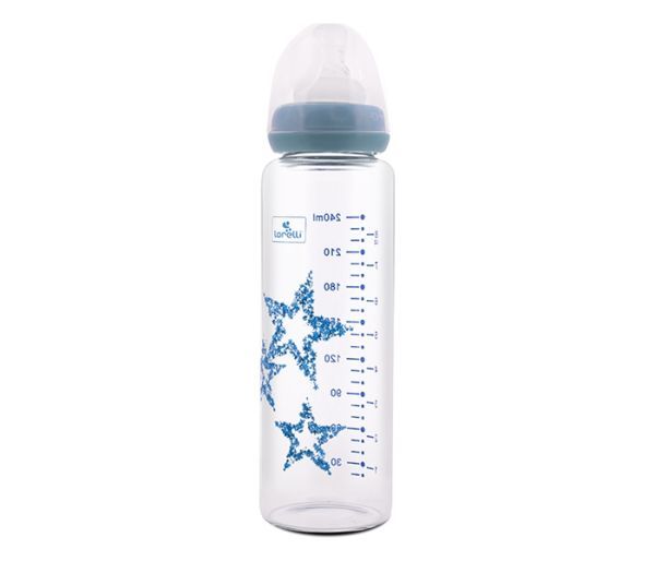 Lorelli Bertoni staklena flašica sa anti-colic dodatkom 240 ml - Blush Blue