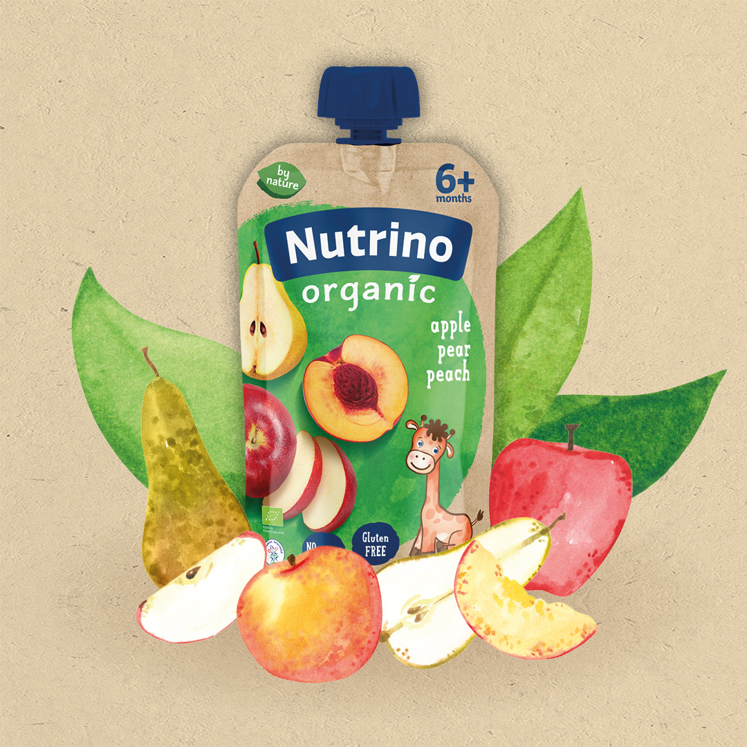 Nutrino Organic Voćni pire - Jabuka, Kruška i Breskva 100g