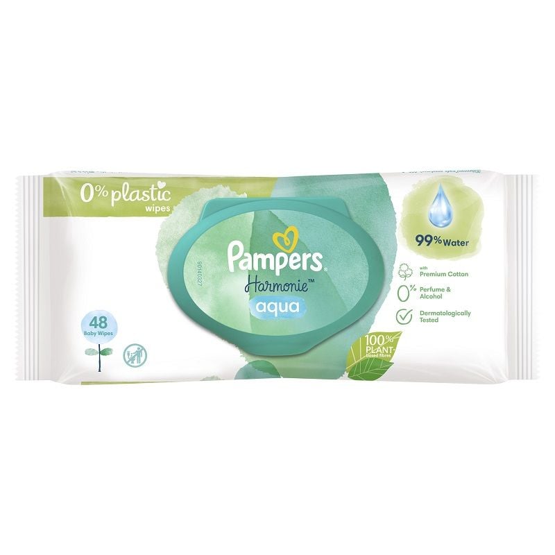 Pampers Harmonie Aqua Vlažne maramice, 0% plastike, 48 komada