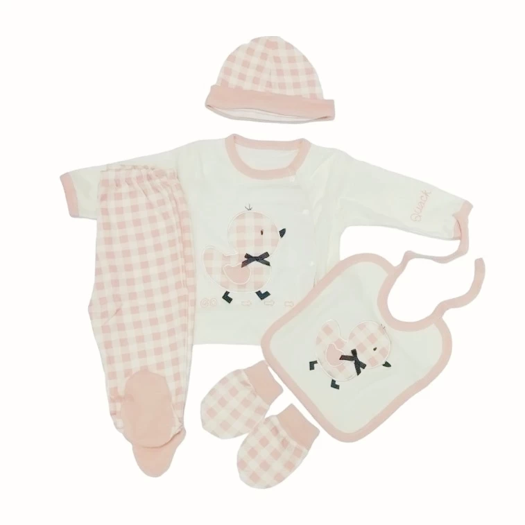 Set za bebe GY7607, 5 delova, Roze-beli