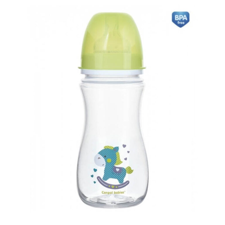 CANPOL BABIES Flašica za bebe Wide Neck Easy Start Anticolic Exotic Animals 300 ml zelena