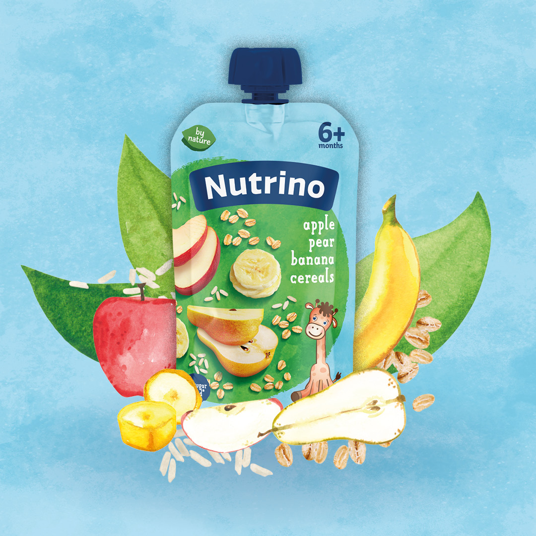 NUTRINO VOĆNI PIRE - JABUKA, KRUŠKA I BANANA SA ŽITARICAMA 100G