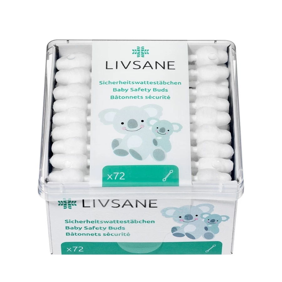 LIVSANE Baby Štapići za Uši sa Graničnikom 72 Komada