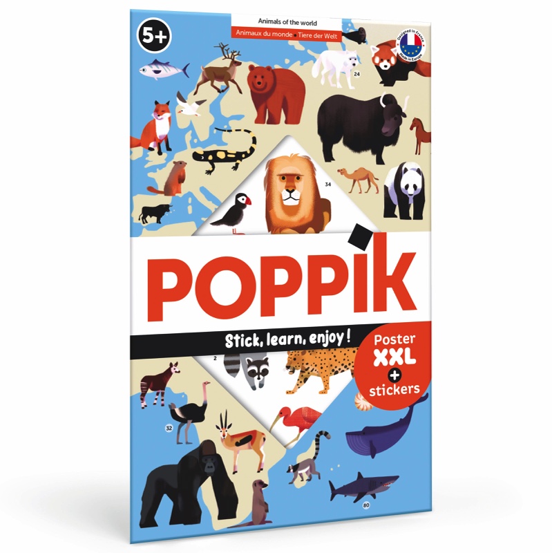Poppik Edukativni poster s nalepnicama Otkrića: Životinje 5+