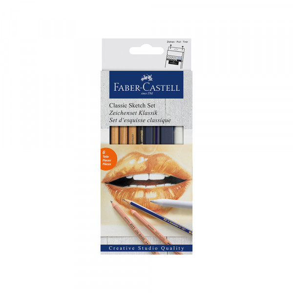 Faber-Castell 114006 - Set Per Schizzi A Carboncino Goldfaber, 8 Pezzi, Incl. Matite A Carboncino, Temperino, Gomma Per Carta E Gomma Per Cancellare - 5