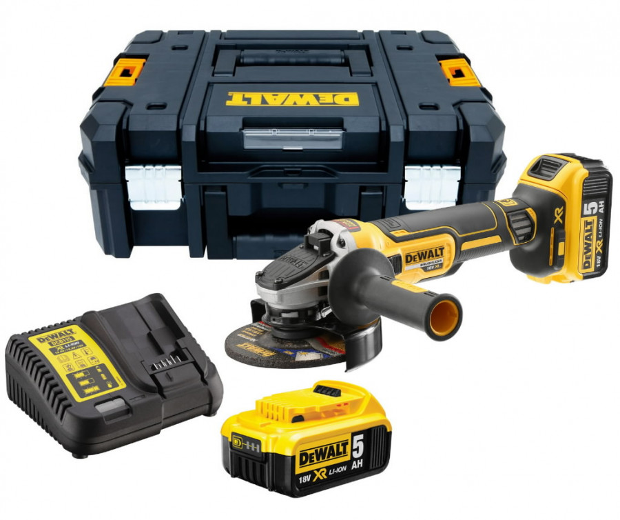 DEWALT akumulatorska kutna brusilica 2x5 Ah DCG405P2 T-STACK kućište