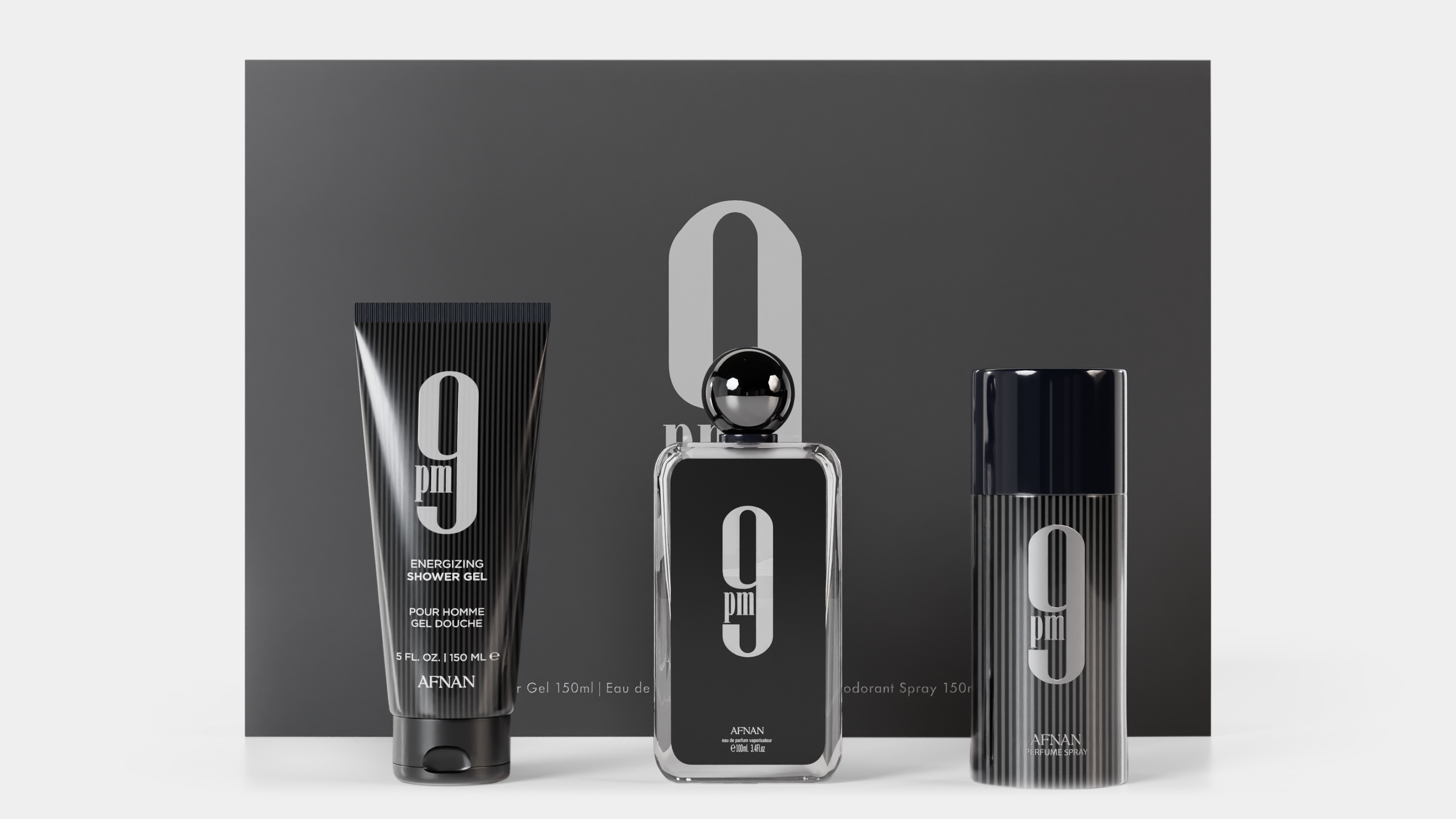 Afnan muški poklon set 9 Pm edp 100ml + gel za tuširanje 150ml + dezodorans sprej 150ml