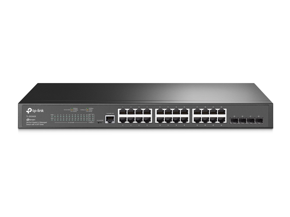 TP-LINK preklopnik sa 24 porta TL-SG3428 JetStream L3-Lite crni