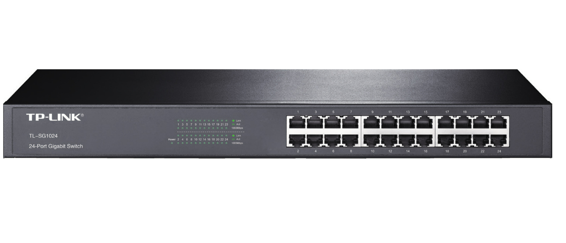 TP-Link switch TL-SG1024, 24 ports 24 x 10/100/1000Mbps RJ45 ports, Rackmount, MDI/MDI-X switch, Unmanaged