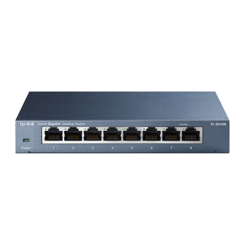TP-Link Switch Omada TL-SG108 — 8 porta, Layer 2, PoE+