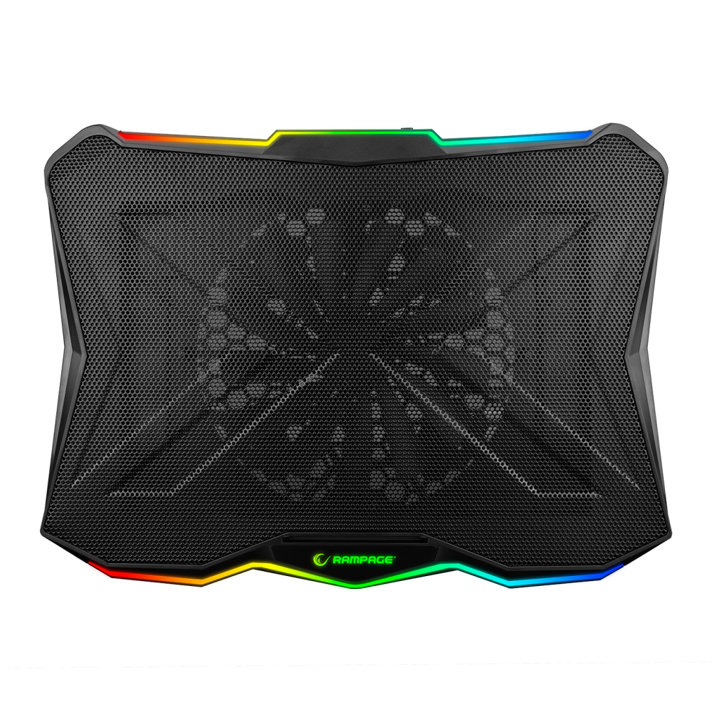 Postolje za notebook gaming Rampage AD-RC8 SHOWY Black 180mm Fan 15-17" RGB Light Notebook Cooling Stand, 33450