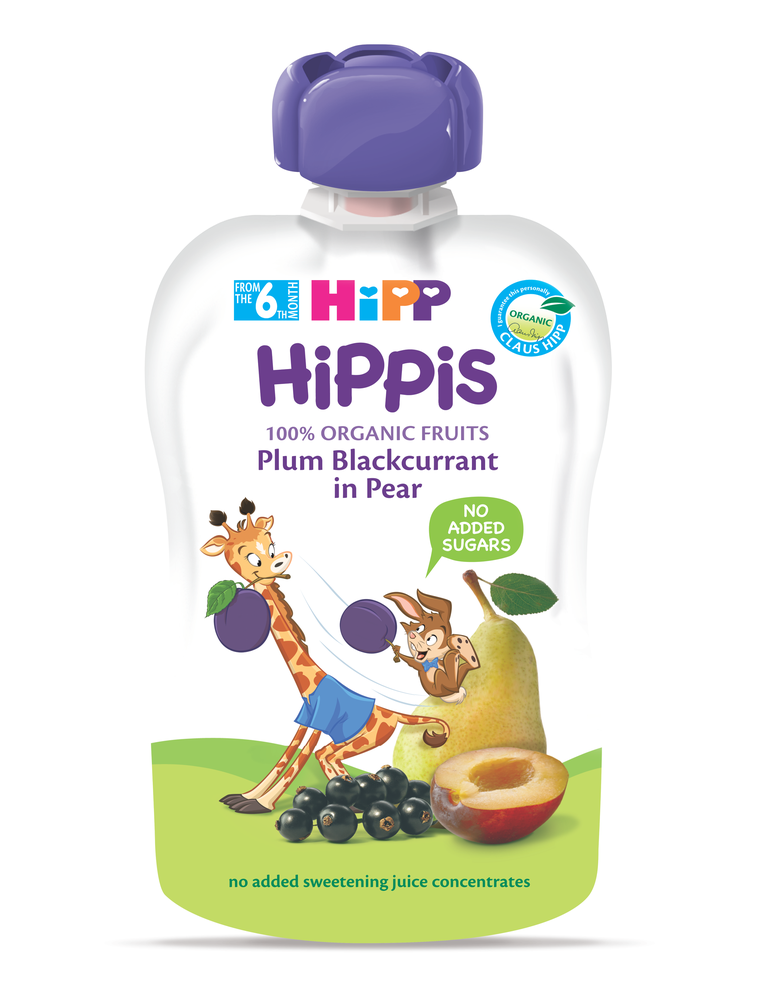 HiPPis voćni pire - kruška, šljiva i crna ribizla, 6+ meseci, 100 g