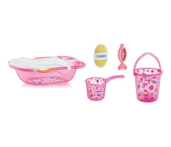 BabyJem Set za kupanje beba, 6 komada, Roze