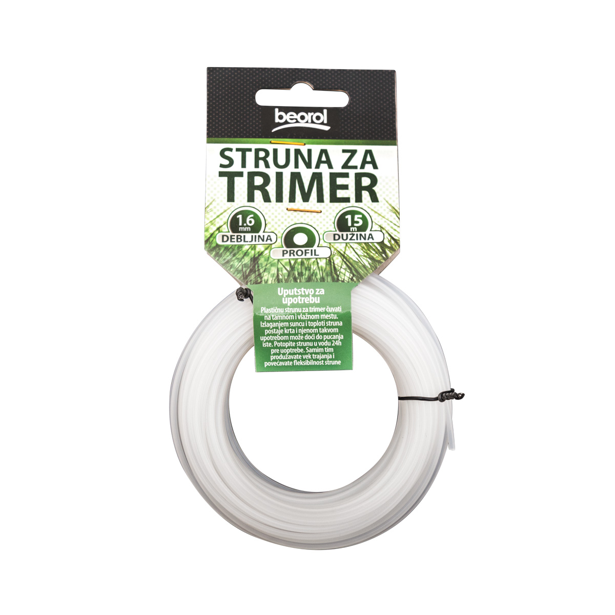 Beorol Struna za trimer okrugla, ø1.6mm x 15m, Bijela