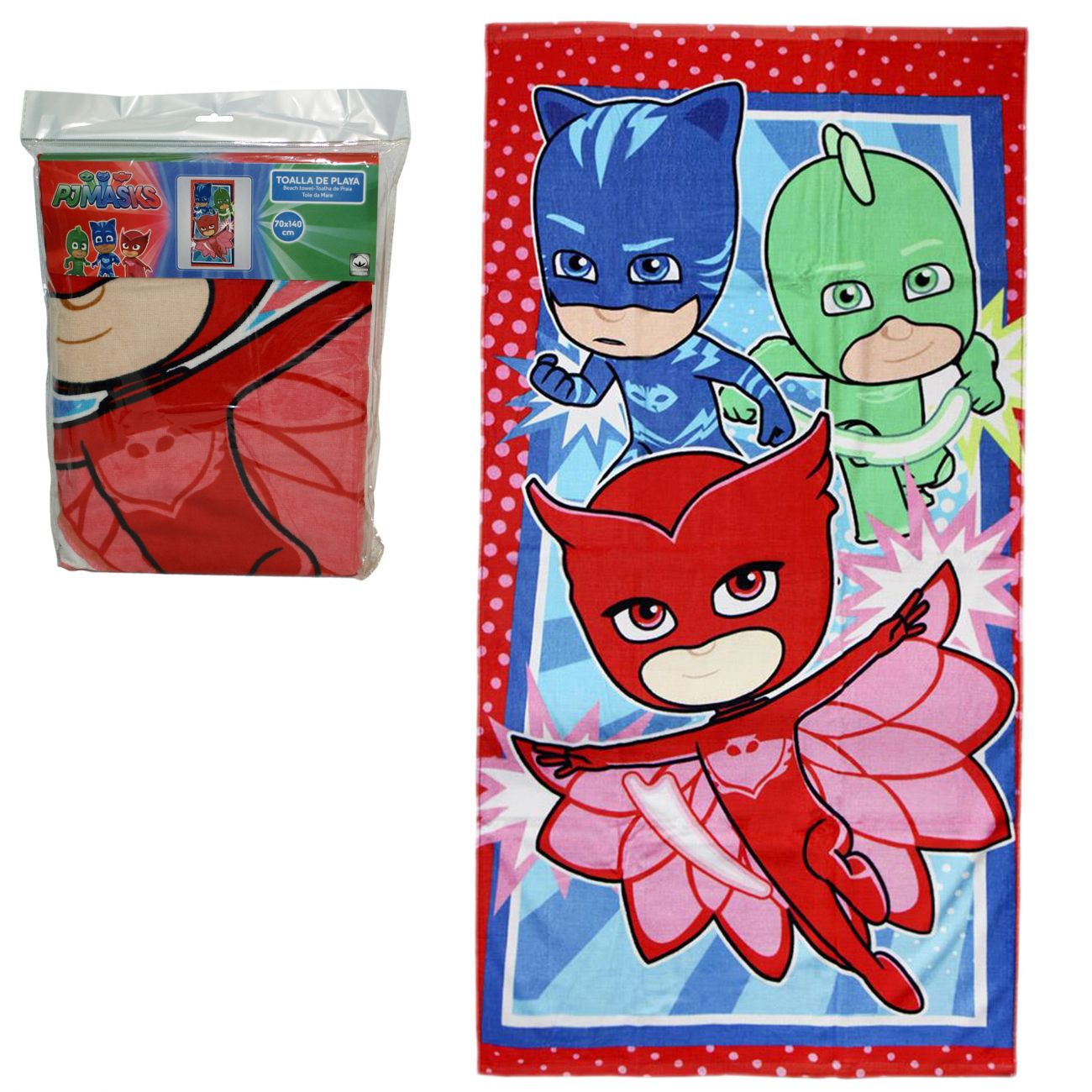 Cerda PJ Masks, Ručnik 140x70 cm, Crveni