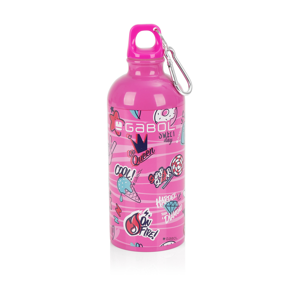 Gabol Aluminijumska boca za vodu 7x21 cm,  600ml  Sticker, Roze