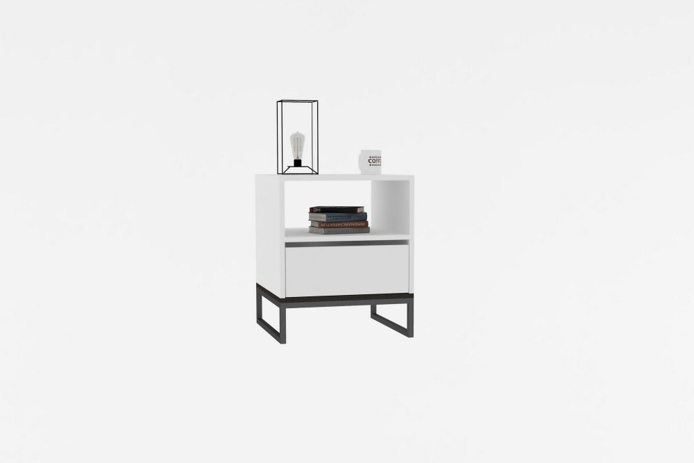 Hanah Home Noćni ormarić Lindau 51x61x51 cm, Bijela
