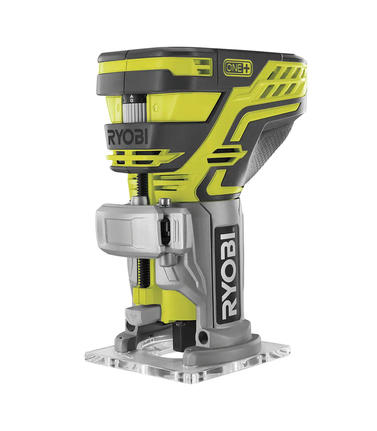 Ryobi akumulatorska jednoručna glodalica R18TR-0 - 18V ONE+, broj okretaja 29000/min, mikro podešavanje dubine, LED svjetlo, prihvati 6mm i 1/4", paralelna vodilica - SAMO ALAT