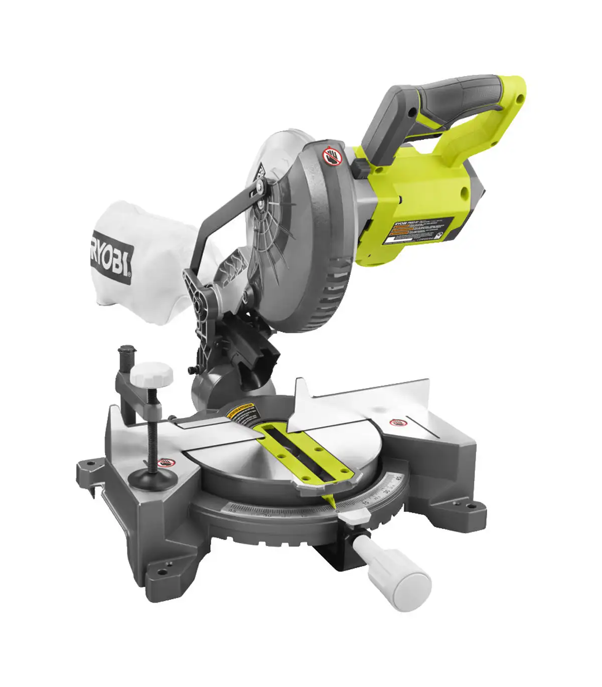 RYOBI akumulatorska nagibna pila EMS190DC - 18V ONE+, list pile 190mm/24z, kutovi rada 0,15, 22.5, 31.6 i 45º i nagib 0-45º, laser za označavanje mjesta reza - SAMO ALAT