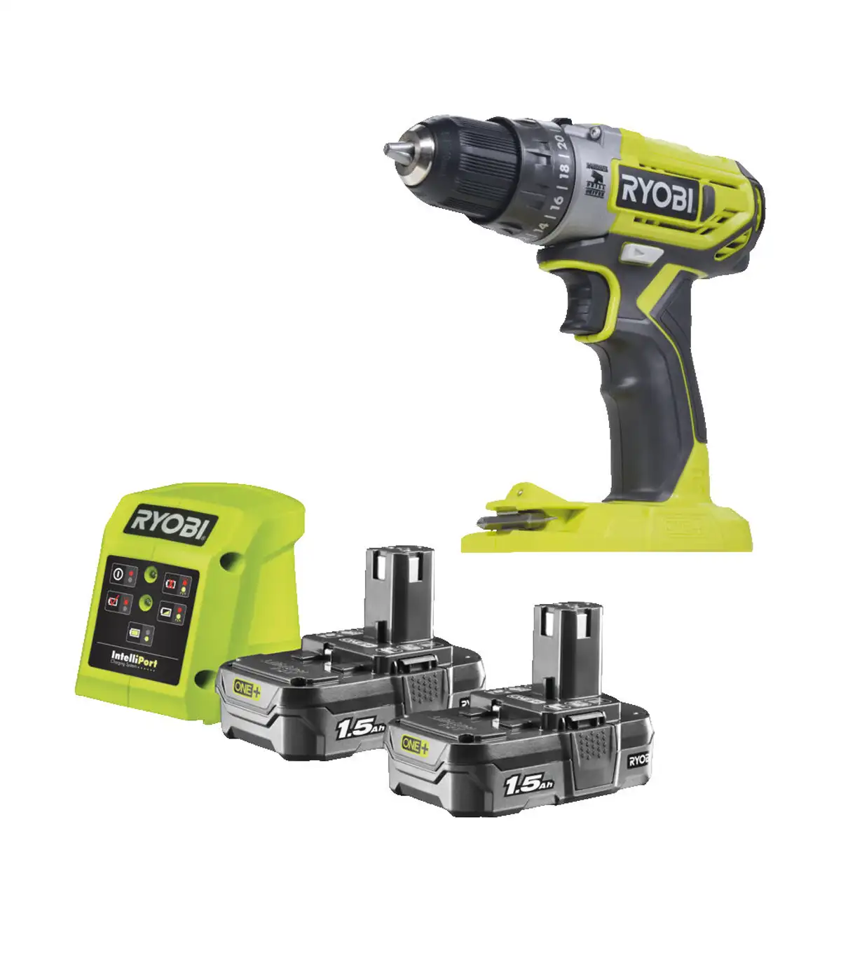 Ryobi Akumulatorska Udarna Bušilica 18V One+ sa Dvije Baterije 1.5 Ah I Punjačem R18Pd2-215G