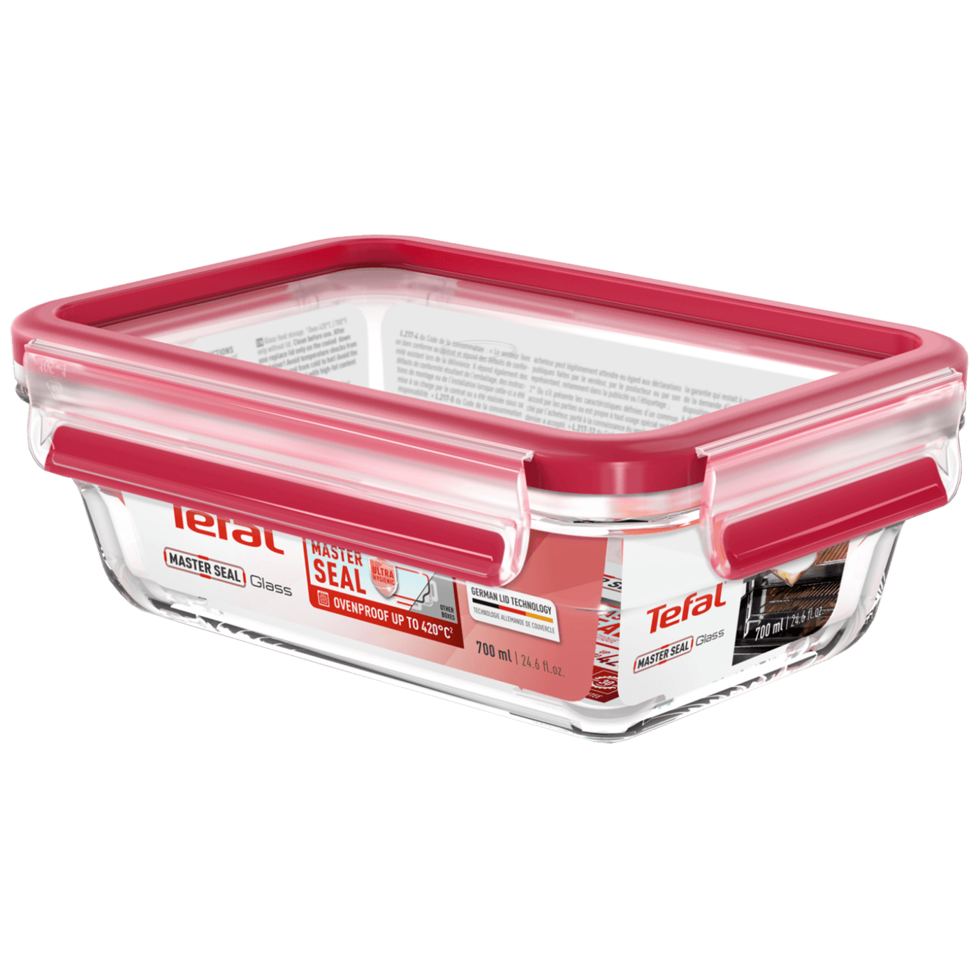 Tefal Staklena posuda sa poklopcem, 0.7 lit., MasterSeal Glass - N1040610, Roze