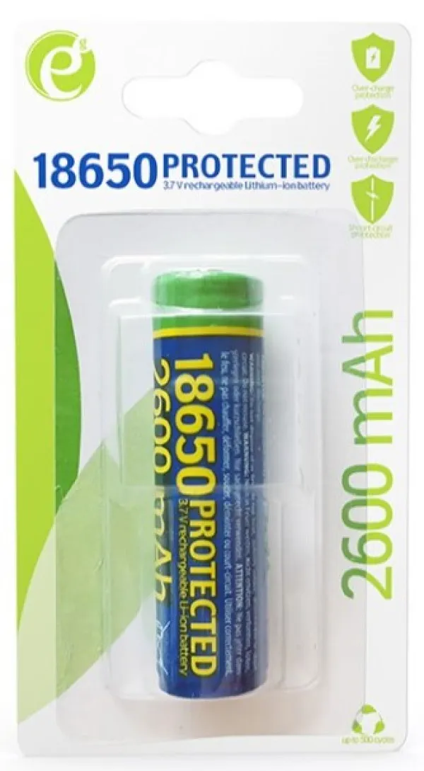 GEMBIRD Litijum-jonska baterija 18650, zaštićena, 2600 mAh